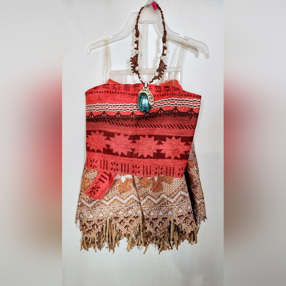 Disney Moana Costume w/Light-Up Necklace! Size 4-6x